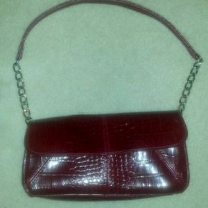 Liz Claiborne Red Clutch with Gold Chains